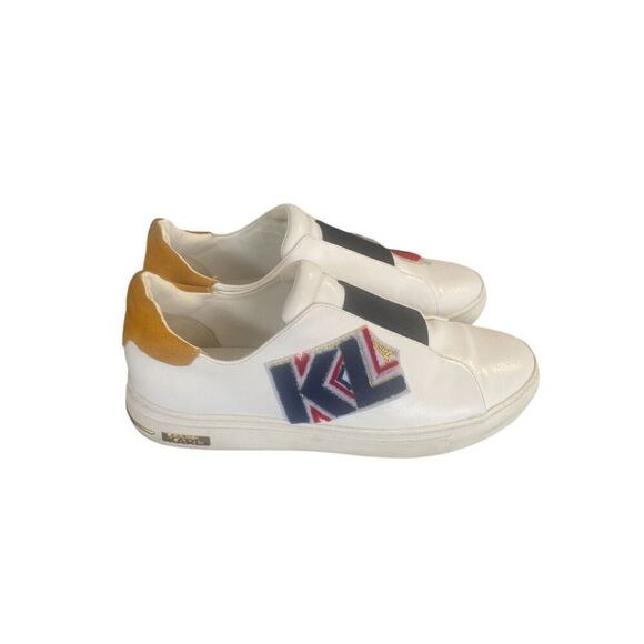Karl Lagerfeld Paris Graphic Slip on Sneakers White Size 8 M - Picture 1 of 12